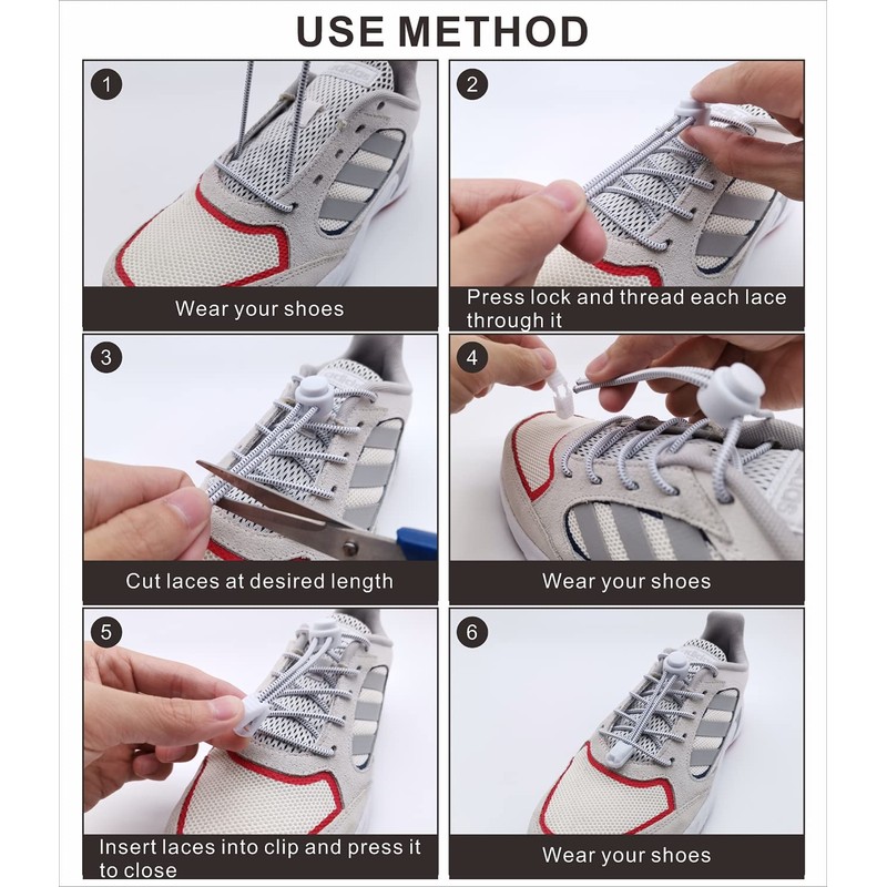 YIKEDA No Tie Elastic Laces 120CM Elastic Shoe Laces No