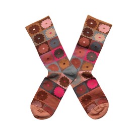Bonne Maison - Women's Premium Egyptian Cotton Mid-Calf Socks - Comfortable and Durable - Daisy Multico Model - Made in France - 1 Pair of Socks - Size 36/38, Multicolored, 36-38