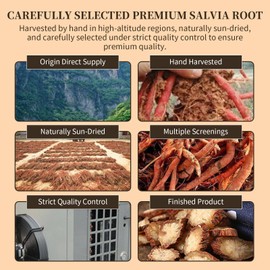 Hee Creek Salvia Root Slices 300g/10.58 Dried Dan Shen Herb Tea Cut, Natural Chinese Herbal Tea, No Additives, Non-Sulfur Fumigation, Premium Hand Selected 丹参 丹参片