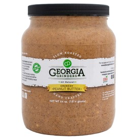 Georgia Grinders Crunchy Peanut Butter 64oz, Bulk Size Get more for less, Georgia Grown, Whole30Approved, Keto & Vegan Friendly, No Sugar or Additives, Non-GMO, Gluten Free