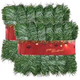 candyfouse 100Ft Christmas Garland,Non-Lit Soft Christmas Green Twist Garland for Indoor or Outdoor, Artificial Greenery Garland for Holiday Wedding and Christmas Decorations