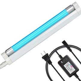 UV Lamp with Ozone and Timer, uvc Light Bulb, 185nm wavelength for Closet/Cabinet/Bathroom, 6W 110V Lamp with Timing Cord and Plug, ctuv-6