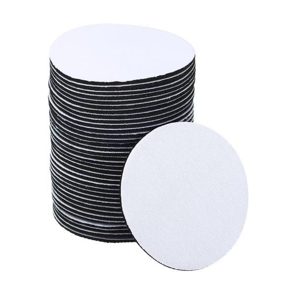 PATIKIL DIY Sublimation Coasters, 36pcs Round White Polyester, Rubber 3.5in