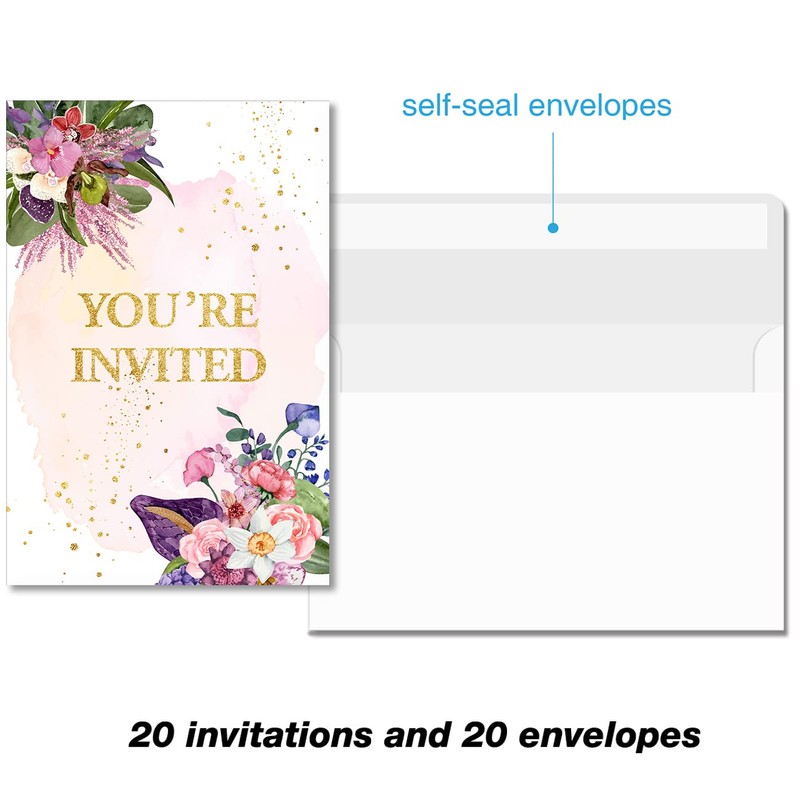Soiceu Floral Retirement Party Invitations with Envelopes Set of 20