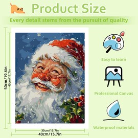 Reivworl Christmas Paint by Numbers Kit for Adults, Santa Claus Adults Paint by Number Kits, DIY Acrylic Painting by Numbers for Gifts and Home Decor 16x20Inch