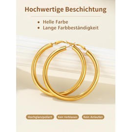 FindChic Small Hoop Earrings in 20 mm Stainless Steel Earrings for Women Girls Hoop Earrings, Hypoallergenic, Lightweight, Silver/Gold/Black, Stainless Steel