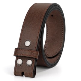 WERFORU Men's Western Leather Belt Strap Without Buckle Replacement Leather Belt Strap with Snap on Buckle Dark Brown