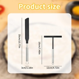 Eidoct 2 Pcs Stainless Steel Crepe Spreader & Crepe Spatula Kit, Crepes Distributor & Spatula, Pancake Crepe Tools, T- Shaped Batter Spreaders & Crepe Spatula, for Kitchen, Bakery, Pancake Stand