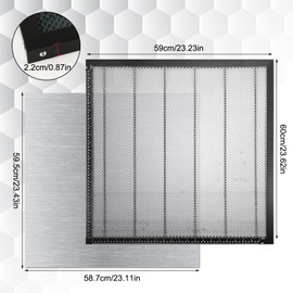 Honeycomb Working Table 600x590mm, Honeycomb Laser Bed with Aluminum Plate Honeycomb Working Panel Rapid Heat Dissipation for Most Laser Engravers