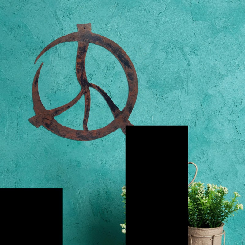 Ecqizer Peace Sign Wall Decor - Hippie-Inspired Copper Wall Art