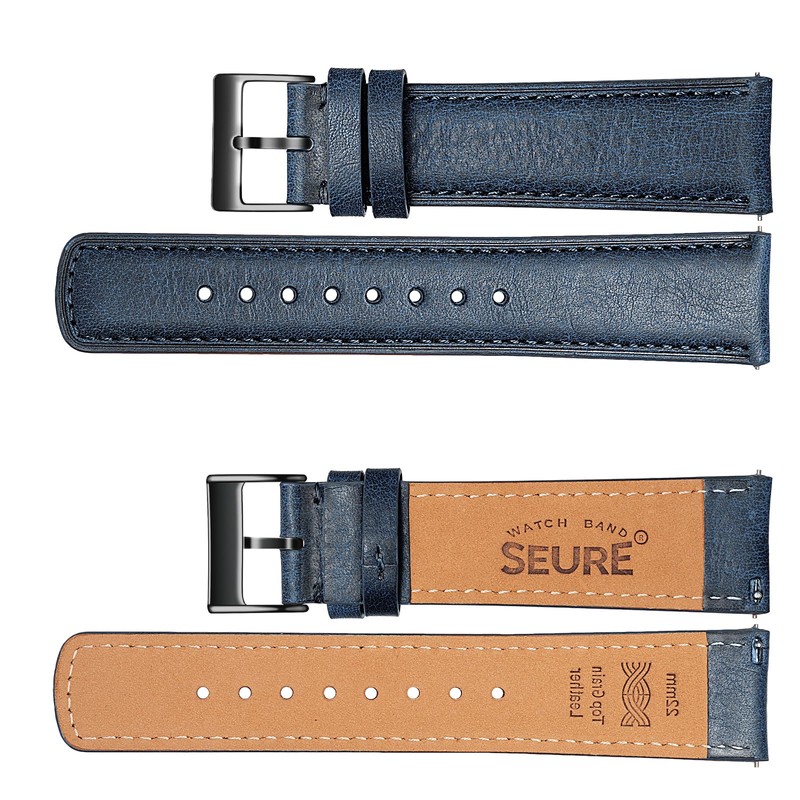 SEURE Quick Release Watch Band,Top Genuine Leather Watch Straps 19mm