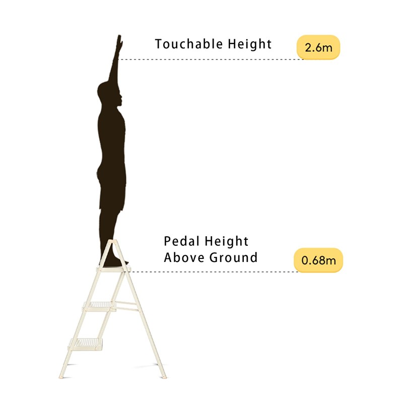 Frezon 3 Step Ladder, Folding Stool With 20CM Widened Pedal,