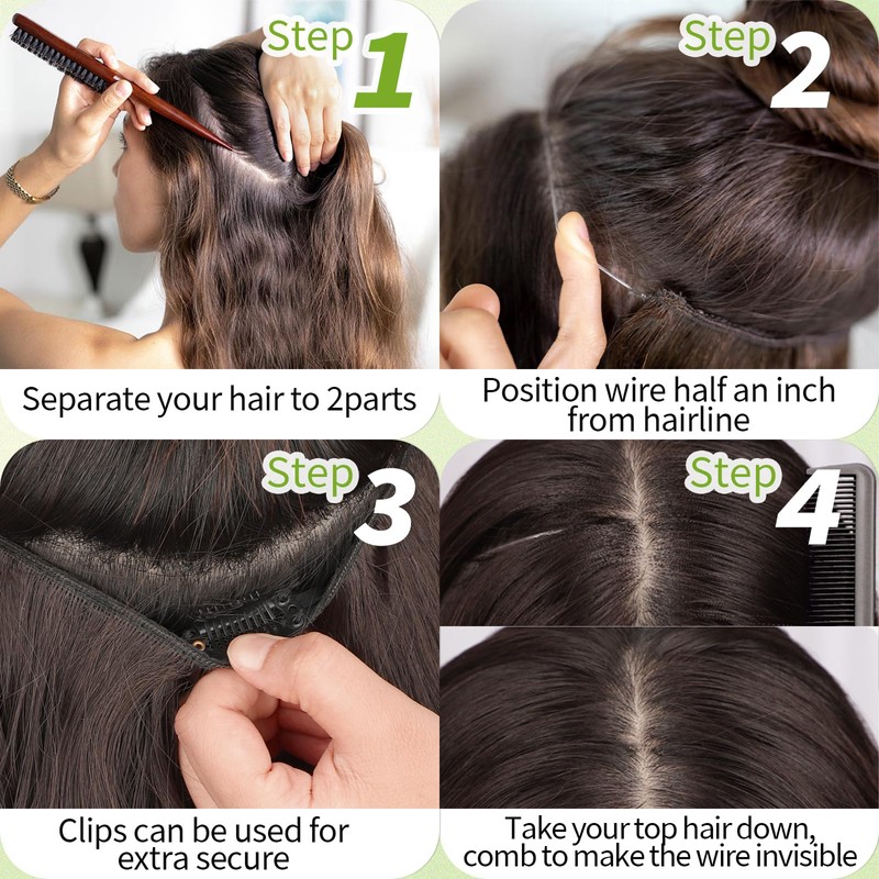 KooKaStyle Invisible Wire Hair Extensions with Transparent Wire Headband Adjustable