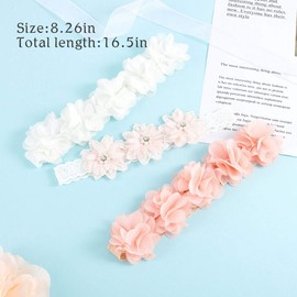 IYOU Baby girls Floral Headbands with Grosgrain Ribbon Faux Leather Stars for Kids as Party Wedding Photography hair Accessories(pack of 3)