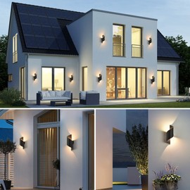 LED Wandleuchte Innen/Außen,10W Außenleuchte Wandlampe,IP65 wasserdichte Außenwandleuchte 3000K Warmweiß Wandbeleuchtung,Modern Up Down Dekorative Wandlichter für Garten,Balkon,Wohnzimmer,Schlafzimmer