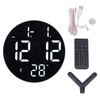 Round Digital Wall Clock 12 24Hr USB Powered Silent Modern