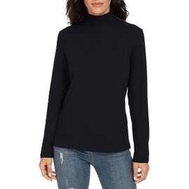 Udobana Women's Mock Turtleneck Cotton Long Sleeve Thermal Tops Black X-Large
