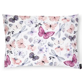 PinkZebra Children's Pillowcase 30 x 50 cm 100% Cotton Cushion Cover Boys Oeko-Tex Standard 100 Children's Covers with Zip Butterflies and Dragonflies
