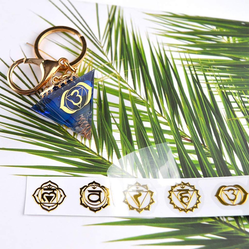 GUMEI 7 Chakra Copper Energy Tower Orgonite Stickers DIY Pyramid