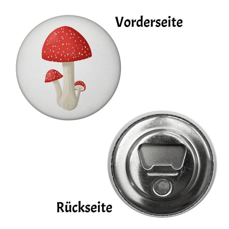Good Luck Magnet Round with Bottle Opener with Toadstool Beautiful
