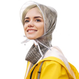 6 Pieces Rain Bonnet with Visor Clear Waterproof Rain Scarf Plastic Rain Hats for Women Lady Rain Wear（White)