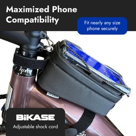 BiKase Universal E-Bike Phone Mount with Storage - Adjustable Shock Cord Handlebar Phone Holder for All Smartphones, Easy Install, Airflow Design, Secure Grip, 70 cu in Capacity