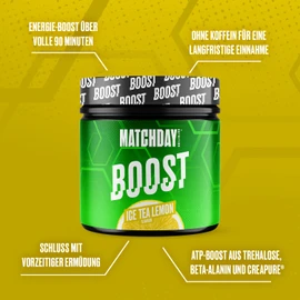 Matchday Nutrition MATCHDAY NUTRITION BOOST fr Fu?baller I ATP Booster I Sportler-Getr?nk mit Aminos?uren und Kohlenhydraten I 20 Portionen fr mehr Schnellkraft, Explosivit?t & Ausdauer (Ice Tea Lemon)