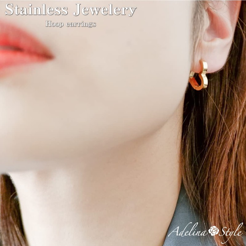 Adelina Style Hoop Earrings, Triangular, Heart, Rectangle, Polygonal, Pair, Popular,