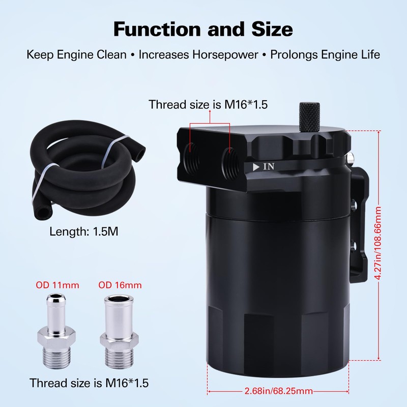 SPEEDWOW Universal Oil Catch Can Tank Filter Baffled With Hose