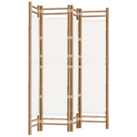 Gecheer Room Divider, Folding 4-Panel Bamboo and Canvas Screen, 63 Inches, for Home, Office, and Living Space