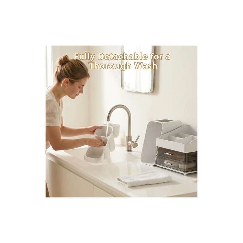 Large Capacity Makeup Organizer Countertop with Makeup Brush Holder for