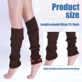 Suxgumoe Women's Long Winter Leg Warmers, Winter Knitted Legwarmers, Girls' Boots, Boot Cover, Alpaca Socks for Autumn and Winter (Coffee)