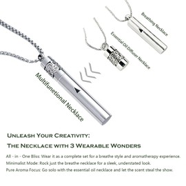 phaxud - Collar de acero inoxidable para respirar con atención plena para ansiedad, actualizaciones originales para dejar de fumar con difusor de aceites esenciales, joyería multifuncional, 6, Acero