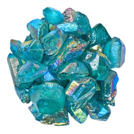 Amazing Gemstone Aqua Aura Quartz Raw Crystals and Healing Stones, Natural Rocks for Meditation and DIY Raw Stones and Crystals (1 lb)
