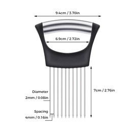 Stainless Steel Onion Holder, a Small Kitchen Hand Onion Slicer, an Onion Holder for Slicing Fruits, Vegetables, Meat, etc (Black)