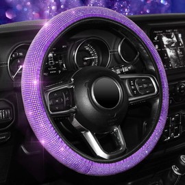 KAFEEK Multiple Colors Elastic Breathable Grid Square Car Steering Wheel Cover 15 inch Universal Fit  All Season Comfort:_Pink