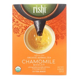 UD_Rishi Organic Chamomile Medley Herbal Tea 15 Bags Per Case Flavorful Health Tea with Chamomile Leaf