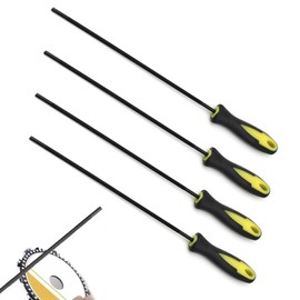 Celestia 4 pieces 4.0 mm file for chainsaw, round file, chainsaw file set, horse file, chainsaw holder, file stand for chainsaw with handle, comfortable to hold, suitable for chainsaws