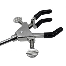 3 Prong Double Adjustable Universal Clamp, Non-Slip Vinyl Coated Rubber Jaws, 10" Overall Length - Eisco Labs