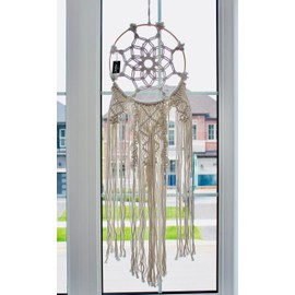 Peont Macrame Dreamcatcher Wall Hanging – Handmade 12-Inch Boho Decor with Intricate Tassels, Cotton Bohemian Art for Bedroom & Nursery