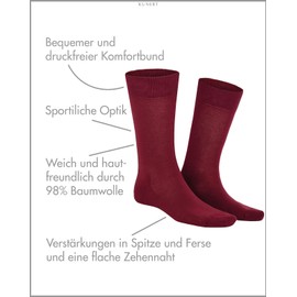 KUNERT Richard Men's Pressure-free Waistband Socks, Merlot 8420