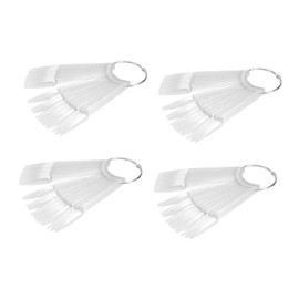 Beavorty 4sets Fan Nail Display Palette Transparent Nail Tips for Art Practice and Color Showcase Easy to Reorder and Carry for Beginners and Professionals