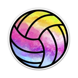 Squiddy Volleyball Ball Watercolor Bright - Vinyl Sticker Decal for Phone, Laptop, Water Bottle (2.5" Wide)
