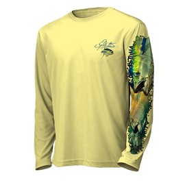 Men’s “Fishermen’s Tuna Slam” Comfortable Fishing Shirt-UPF 50+ Xtreme-Tek Interlocking Fabric, Quick-Dry, Ideal for Anglers Pale Yellow