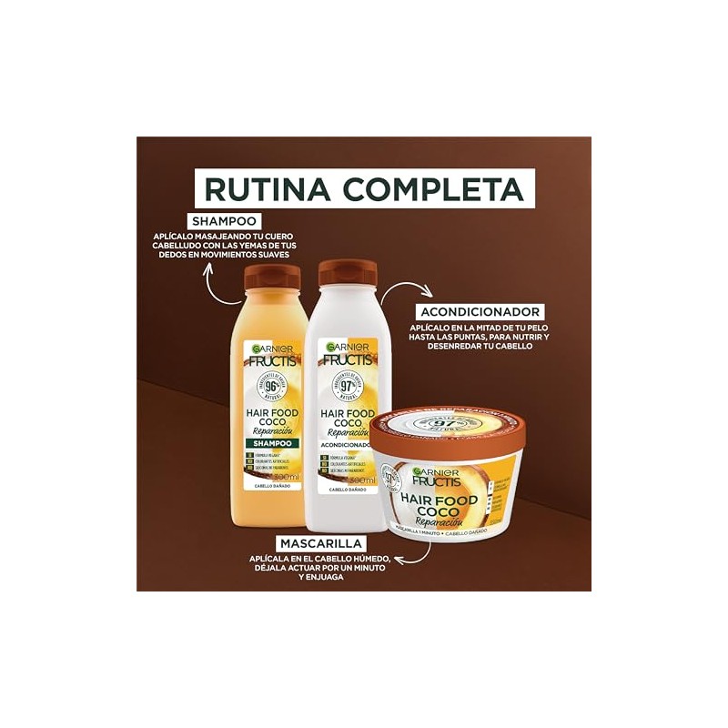 Kit Garnier Fructis HairFood Coco Rutina para cabello dañado