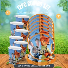 DCBY ZOOTOPIA tableware plate birthday party supplies favor centerpiece decoration - 12PC TABLEWARE SET