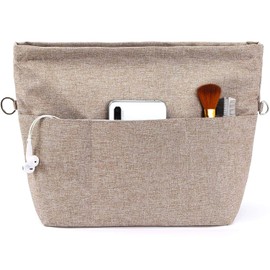 Yoillione Bag Organiser Bag in Bag Handbag Organiser Women's Brown Waterproof Extra Small Pocket Organiser with Zip and Key Ring