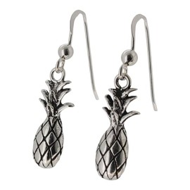 Touch Jewellery 925 Sterling Silver Pineapple Drop Earrings with Oxidized Detail