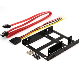 Rhombutech® Dual Mounting Frame for 2 x 2.5 Inch HDD/SSD's to 3.5 Inches, Metal, Optimised for SSD, Adapter Removable Frame Mounting Frame Bracket Rails Including Mounting Screws