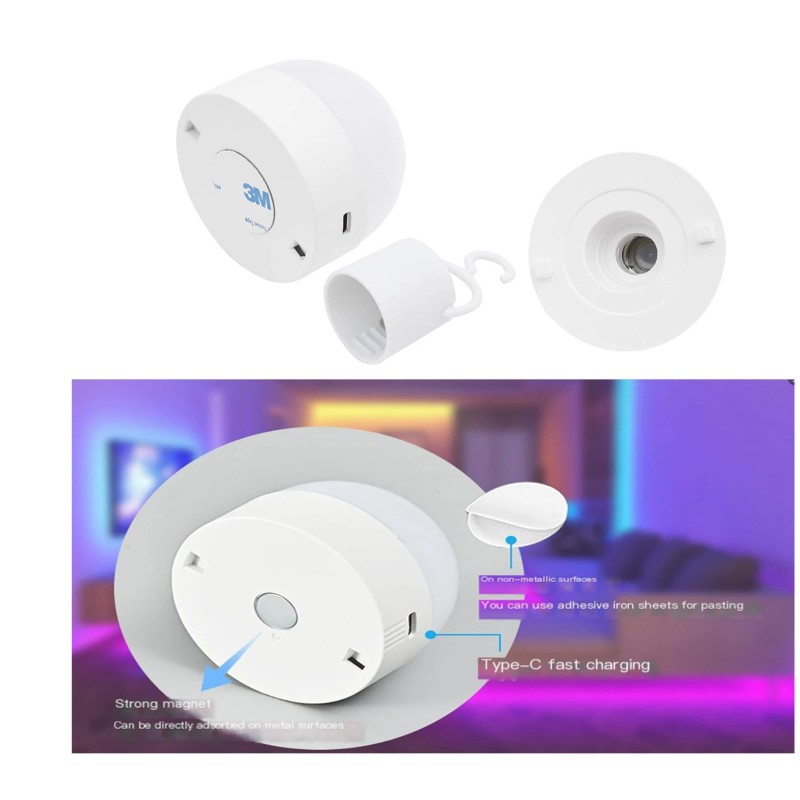 Kolhgnse 3-Color Changing Bulb, Rechargeable Light Bulb with Remote Control